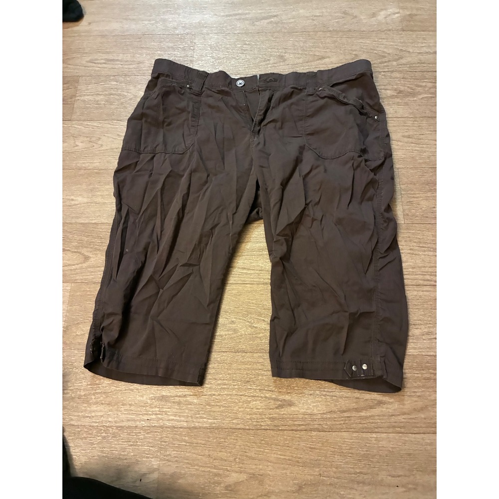 Lee Comfort Waistband Brown Capri Pants Womens 16W Medium Cropped Cargo Trousers